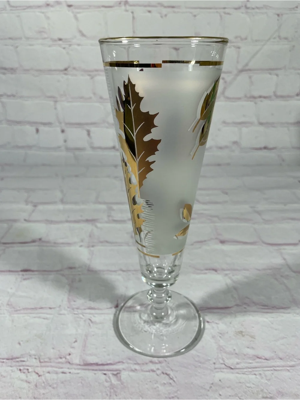 Vintage Libbey Golden Foliage 22K Gold Glass Pilsner Glasses Set of 4